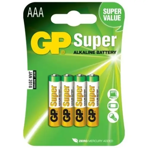 [GP24A-2U4] BATERIA AAA 1.5V CARTON 4PCS SUPER ALKALINA