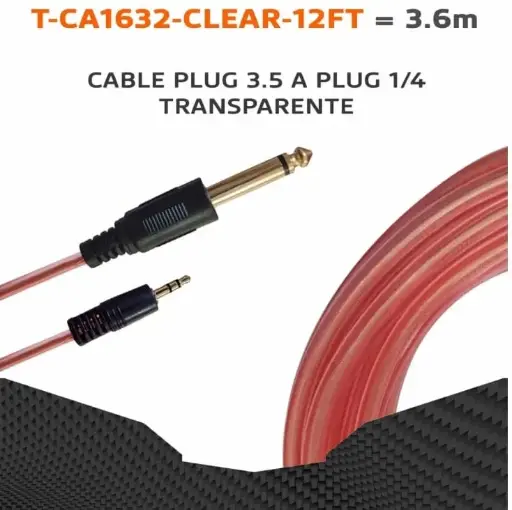 [T-CA1632-CLEAR-12FT] CABLE 3.5MM A 1/4 CLEAR 12FT 